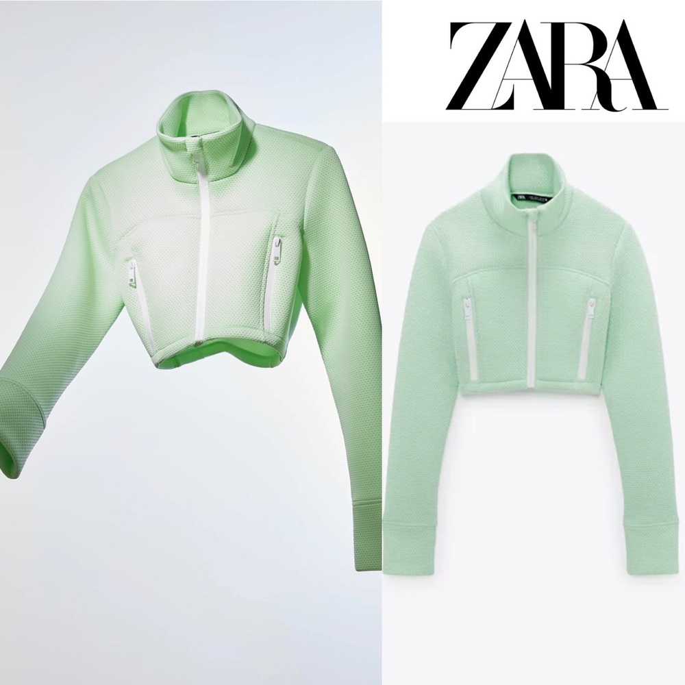 NWT ZARA apple green crop jacket